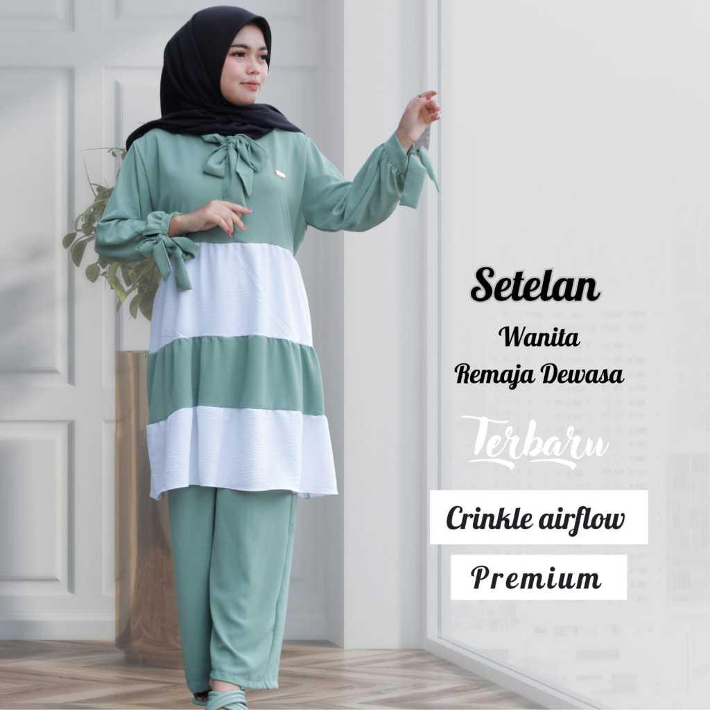 Baju Wanita Setelan Pelangi Ceringkel Tunik Remaja Dewasa