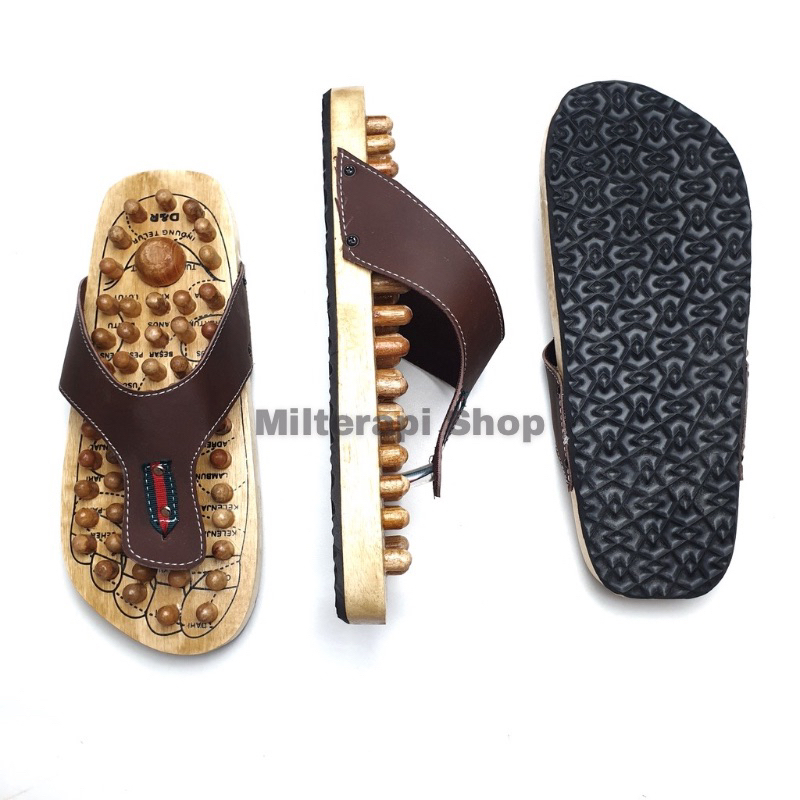 Sandal Duri Refleksi Rematik Pria Wanita Sandal Terapi Kesehatan Kayu Karet Original Sendal Akupuntu