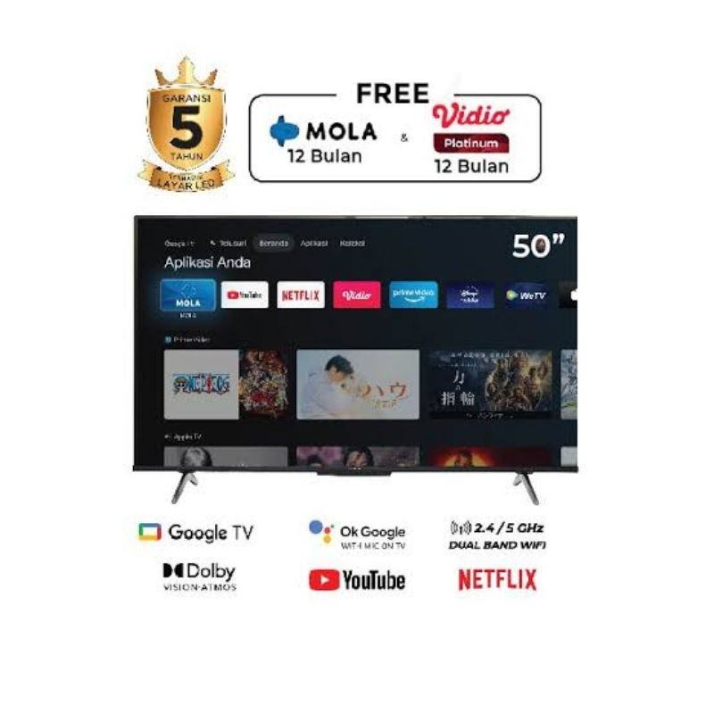 POLYTRON 4K UHD Smart Google TV 50 Inch PLD-50UG TV Polytron 50UG
