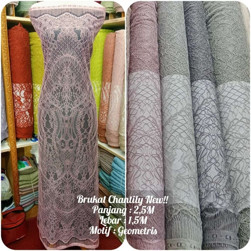 Kain Brokat Chantilly Lace Cantili Kain Bahan Kebaya