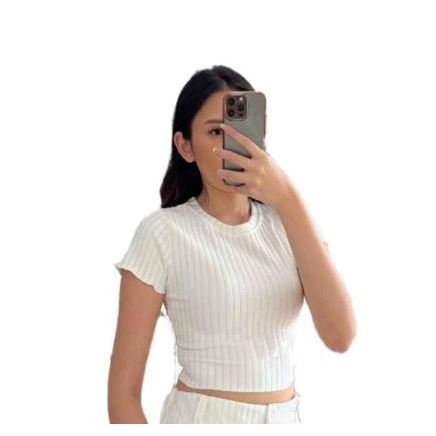 kaos streat wanita slimfit wanita iner streat / kaos crop knit wanita sierra warna mint terbaru