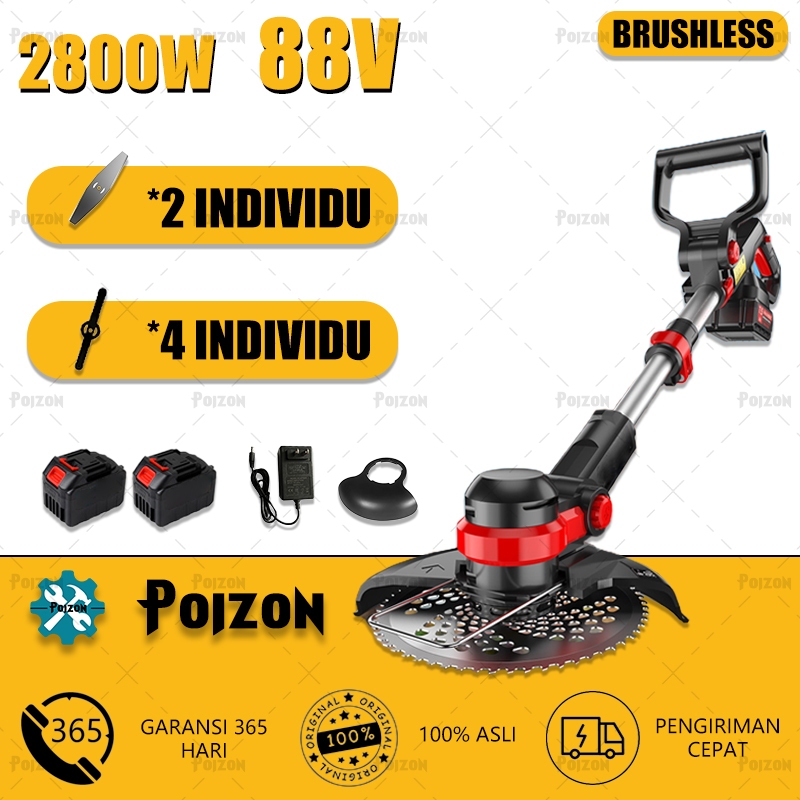 POIZON Baterai lithium 88v mesin pemotong rumput mesin pemotong rumput listrik mesin pemotong rumput