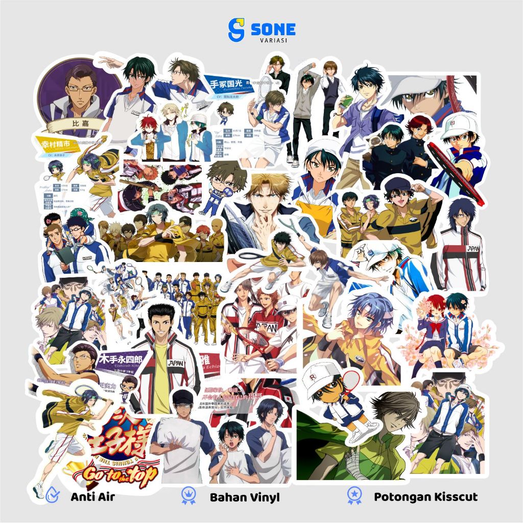 

Sticker Anime Prince of Tennis / Vinyl Waterproof Anti Air Dekor Buku Journal Koper Casing HP Laptop Tumbler Botol Minum