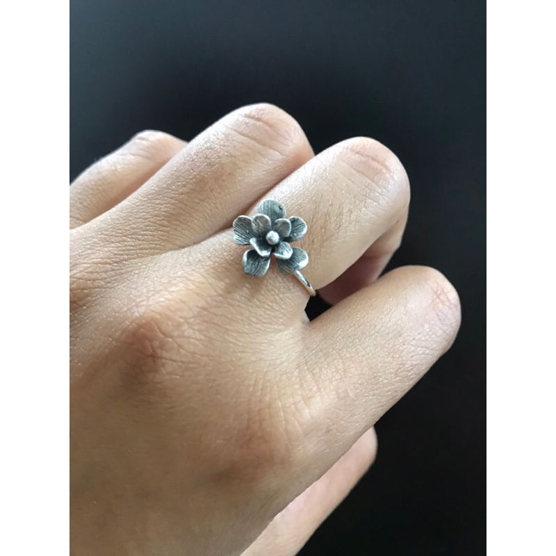 cincin perak wanita motif bunga minimalis dan slim