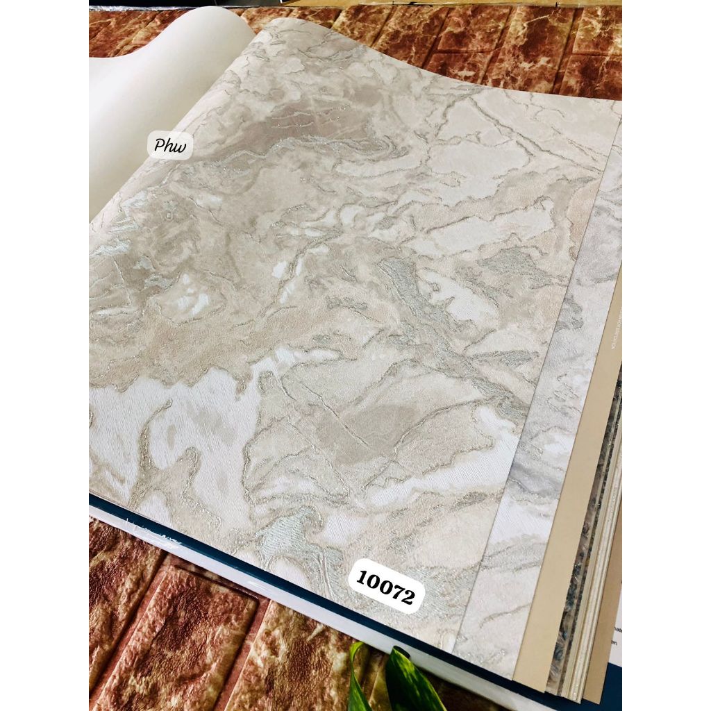 WALLPAPER DINDING MOTIF MARMER MINIMALIS CREAM ALIAN
