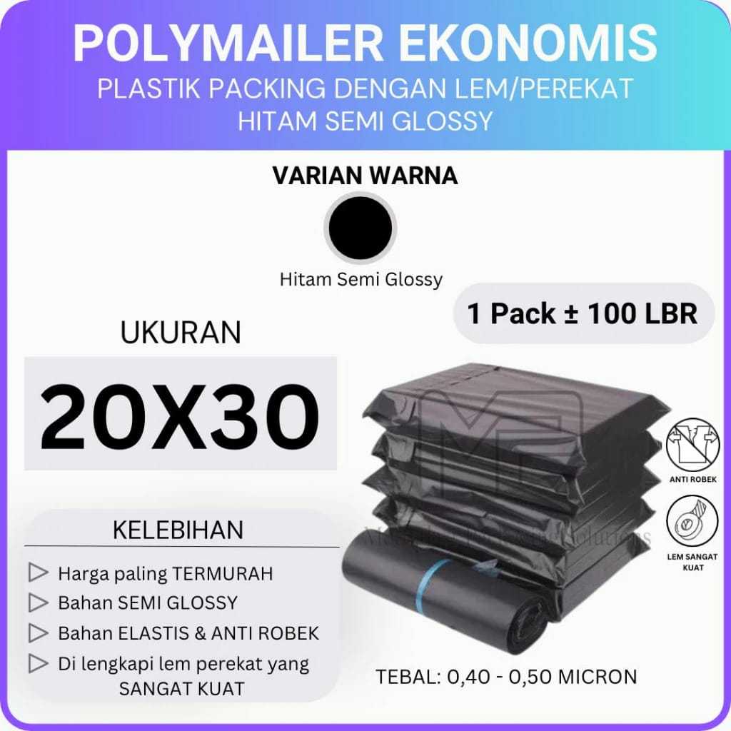 

HLS - (1 Pack) [ 20X30 Isi 100 ] Plastik Packing PE Polymailer Ekonomis