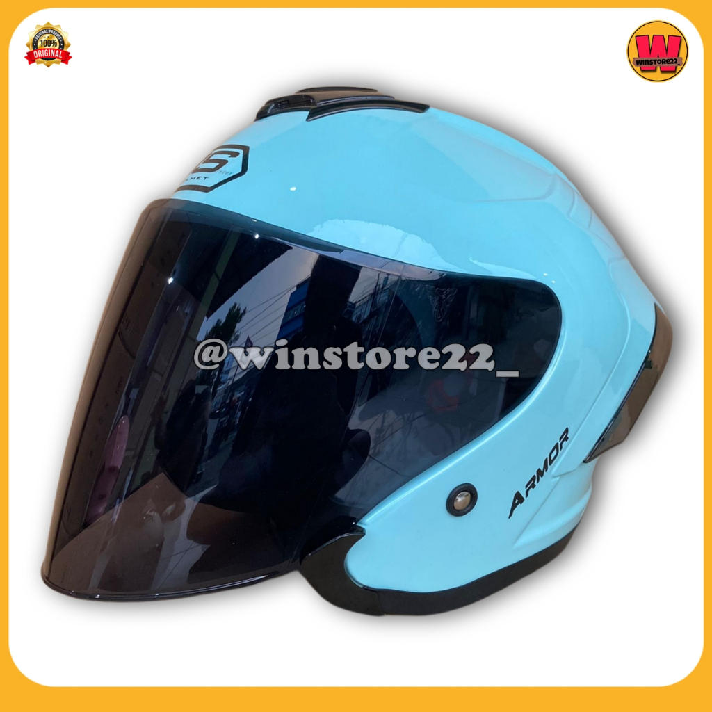 Helm Sepeda Motor Half Face Js Yakuza Armor Solid Standar & Paket Ganteng Gratis Spoiler Helem Pria 
