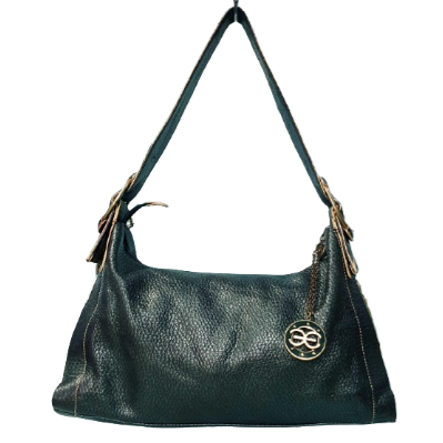 Tas Preloved wanita shoulder kulit asli mix bulu asli ESQUIRE hijau botol tua / tas second / tas bek