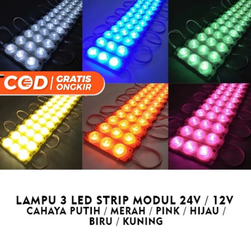 LAMPU DC LED STRIP MODUL LED 3 MATA 12 VOLT | LAMPU LED LAYANGAN 12 VOLT