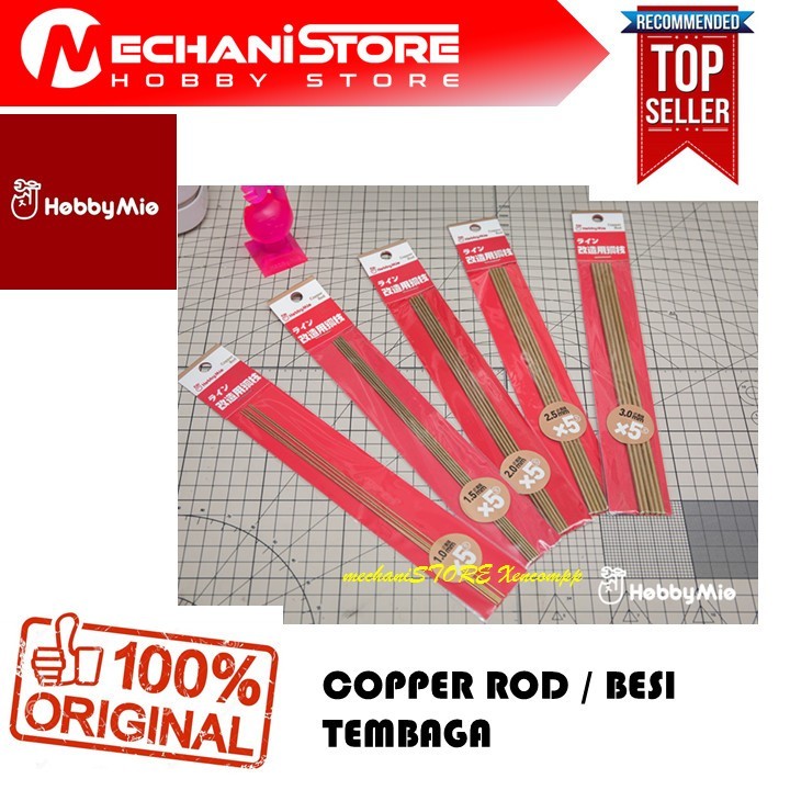 HOBBY MIO Brass  Copper Rod 0.5 - 3.0MM - DIORAMA MG HG FIGURE Gundam modifikasi hobbymio besi temba