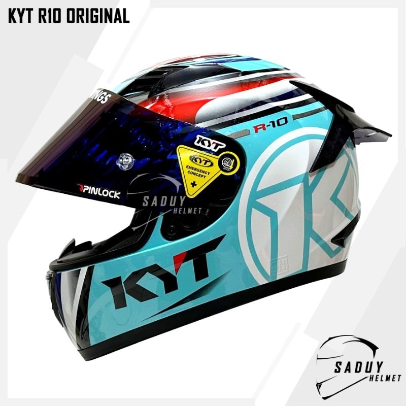 HELM KYT R10 MOTIF AQUAMARINE PAKET GANTENG