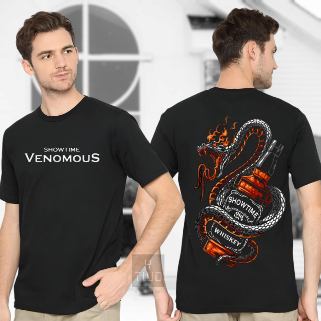 Kaos Distro Tshirt Pria Terbaru Naga Sukajan Jepang Venomous Snake Hitam