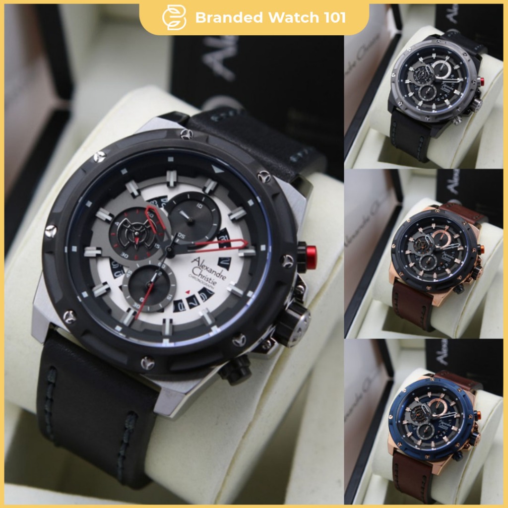 ORIGINAL Jam Tangan Pria Alexandre Christie AC 6506 AC6506 / 6506 Garansi Resmi 1 Tahun, Leather & R