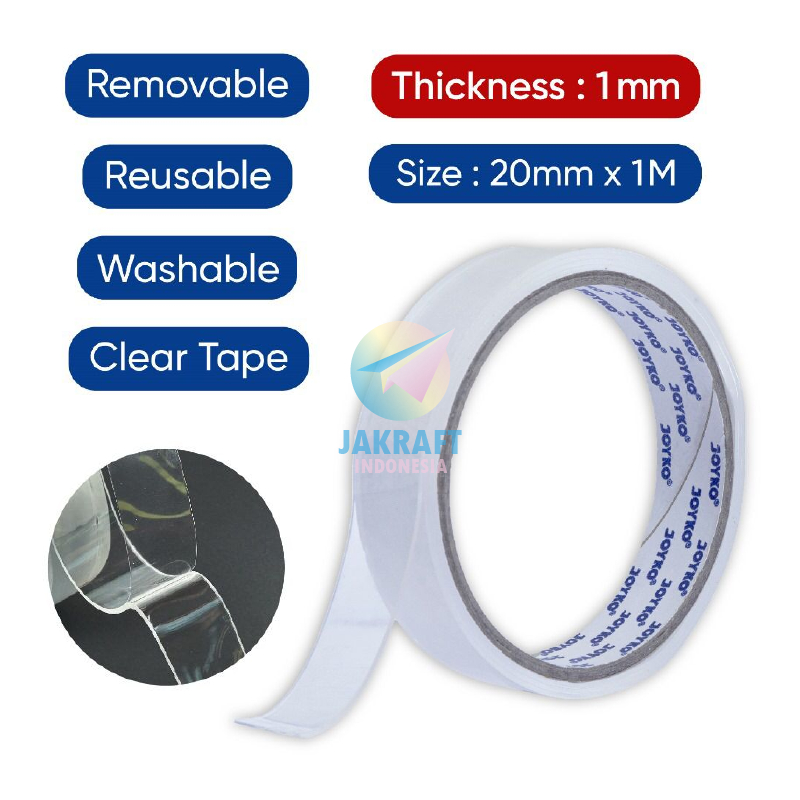 

(1 Meter) Nano Double Tape JOYKO NDST-5 Tebal 1 mm Lebar 2 Cm Perekat Ganda Bening 2 Sisi