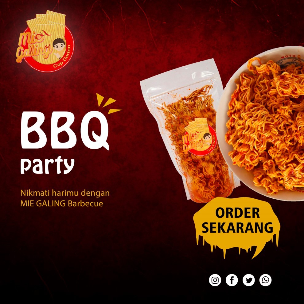 

MIE GALING Cep Deden Ukuran Besar Renyah Nikmat Super Pedas BBQ/Barbecue Nikmat Bikin Nagih (Mie Lidi Mie Kriting Keriting)