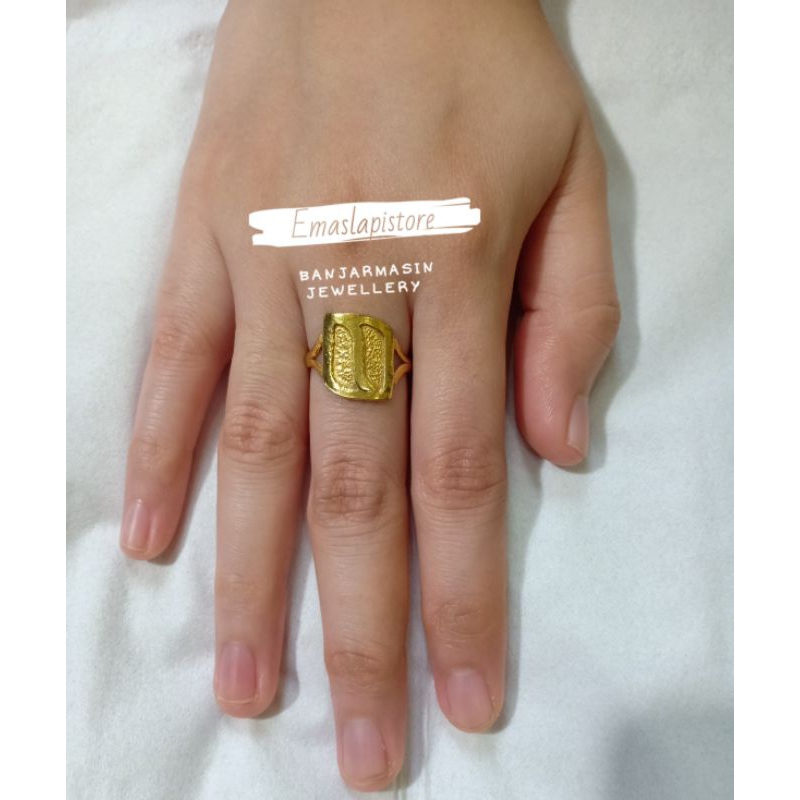 Cincin Mini Daun Helai Lapis Emas 999 Banjar
