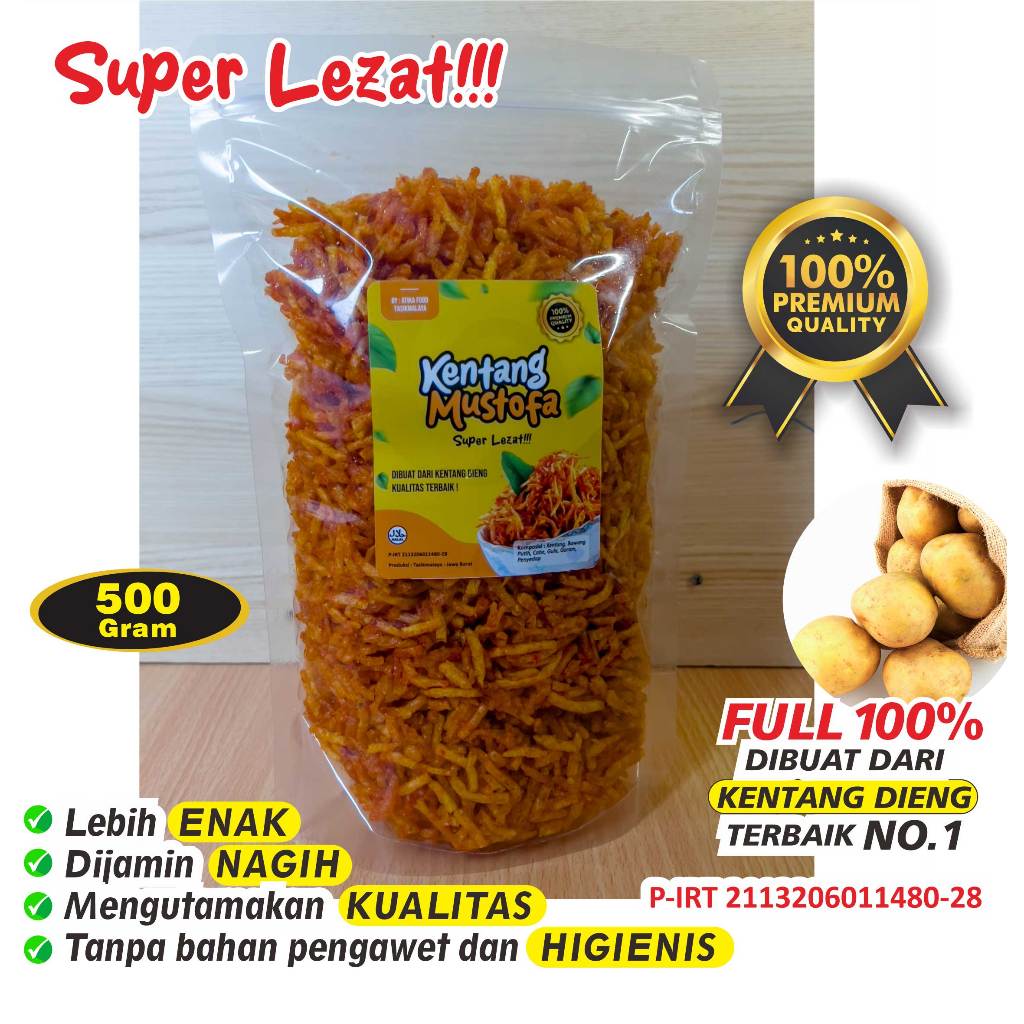 

Kentang Mustofa 500 gram Full Kentang Dieng Asli Enak Kering Kriuk Makanan Ringan Campuran Nasi