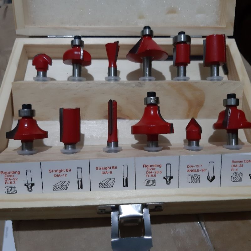 mata profil kayu set 12 pcs mata router mata pisau trimmer trimer mata bor profil kayu