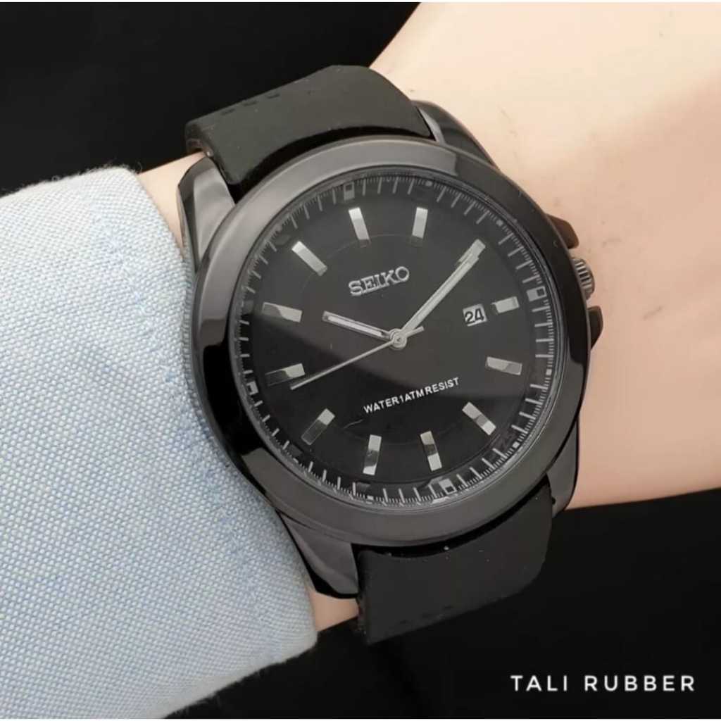 Jam Tangan Pria SEIKO Original Analog Tahan air Tali Rubber Karet Tggl Aktif Waterproof