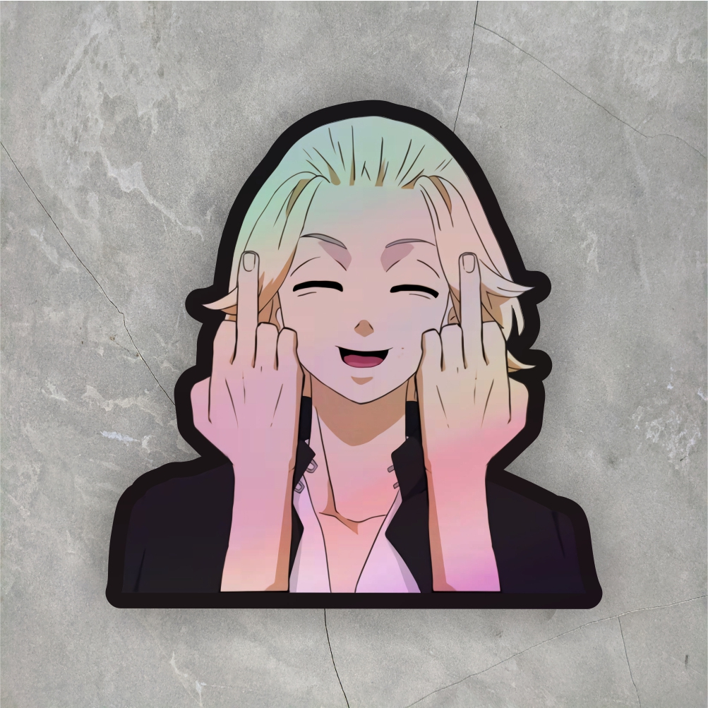 Sticker Anime Hologram Mikey Tokyo revengers ukuran 5,6 cm sticker case hp dll