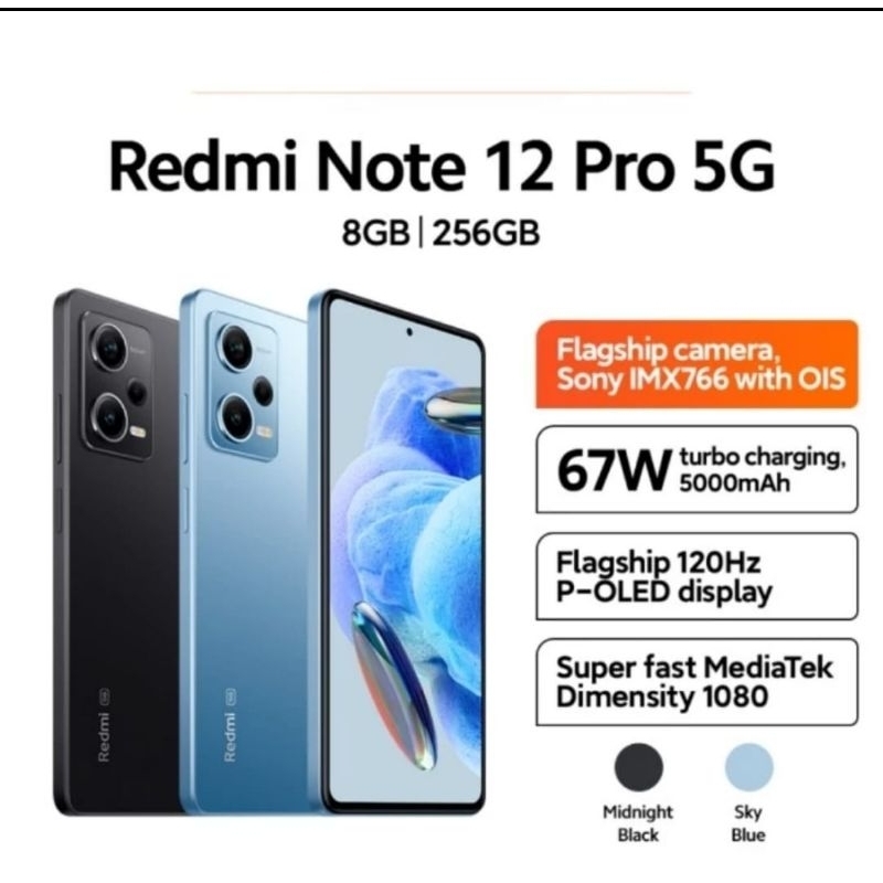 xiaomi redmi note 12 pro 5G 8/256 BNIB garansi resmi xiaomi indonesia