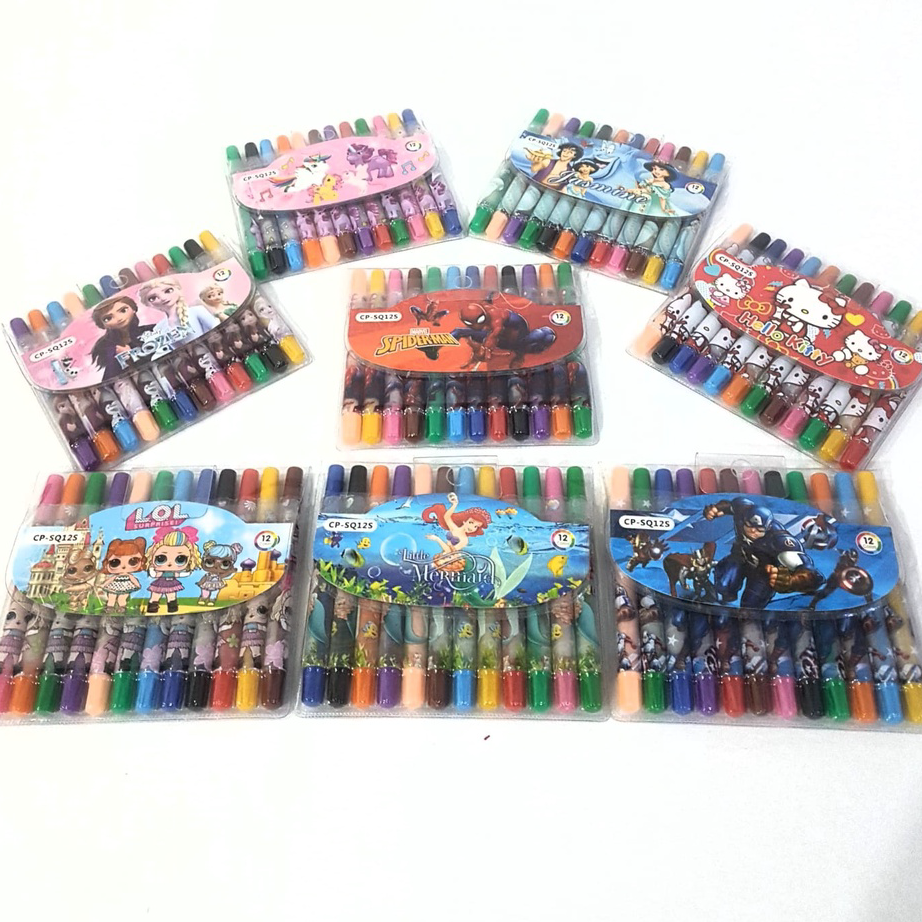 

Stok Banyak Harga Grosir ( 1set /12pcs /Warna ) Crayon/krayon Putar Motif CP-SQ12S
