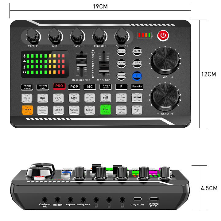 ➹→❆❂ gonew F998 Soundcard Bluetooth Audio Usb External Sound Card Mixing Console  for Phone PC-Live 
