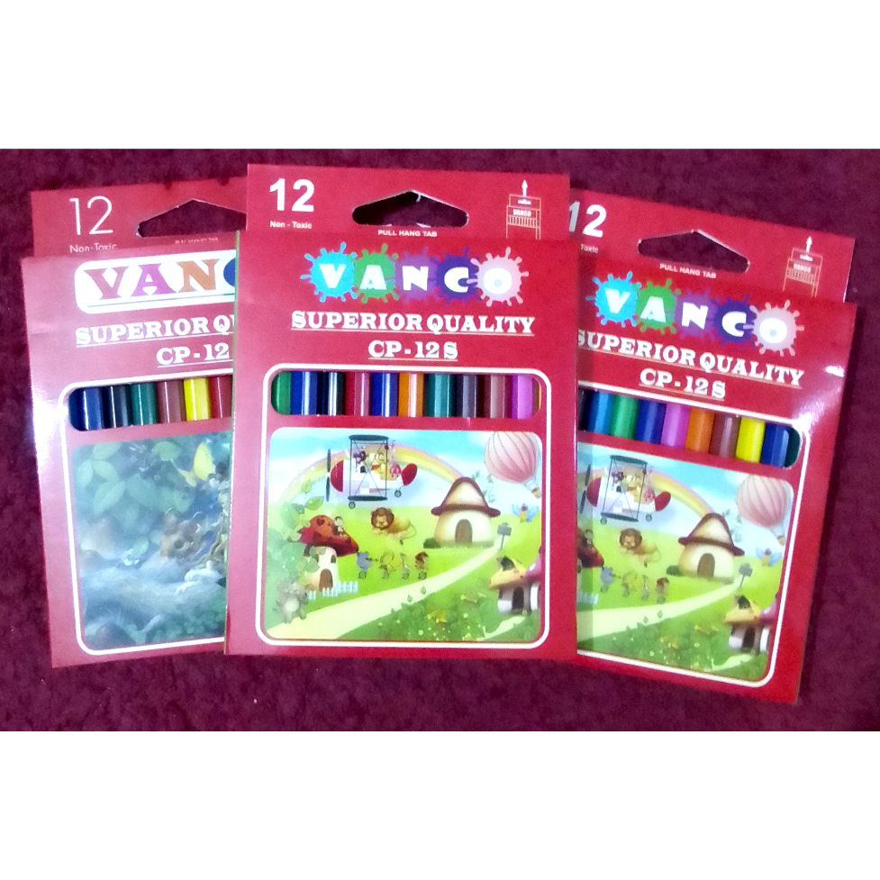 

(1 kotak) Pensil warna pendek VANCO CP 12S isi 12 biji, pensil warna VANCO