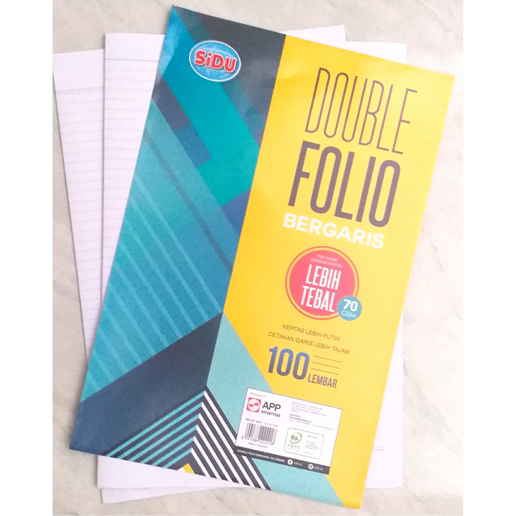 

(1 pack) Double Folio bergaris 1 pack isi 100 lembar, kertas folio bergaris Sidu