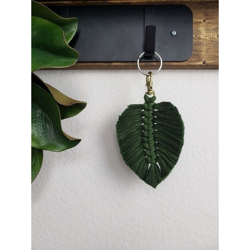 Keychain Macrame Feather || Gantungan Kunci Macrame Daun || Dekor Daun Macrame || Custom Keychain ||