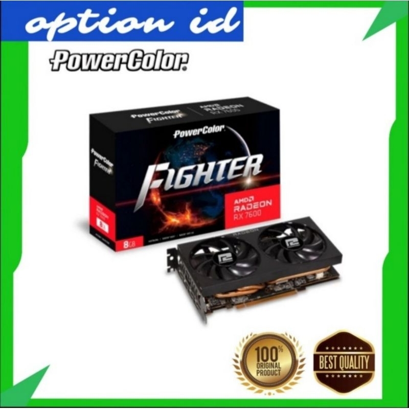 VGA POWERCOLOR Radeon RX 7600 FIGHTER 8G | RX7600 8GB GDDR6 - Dual Fan