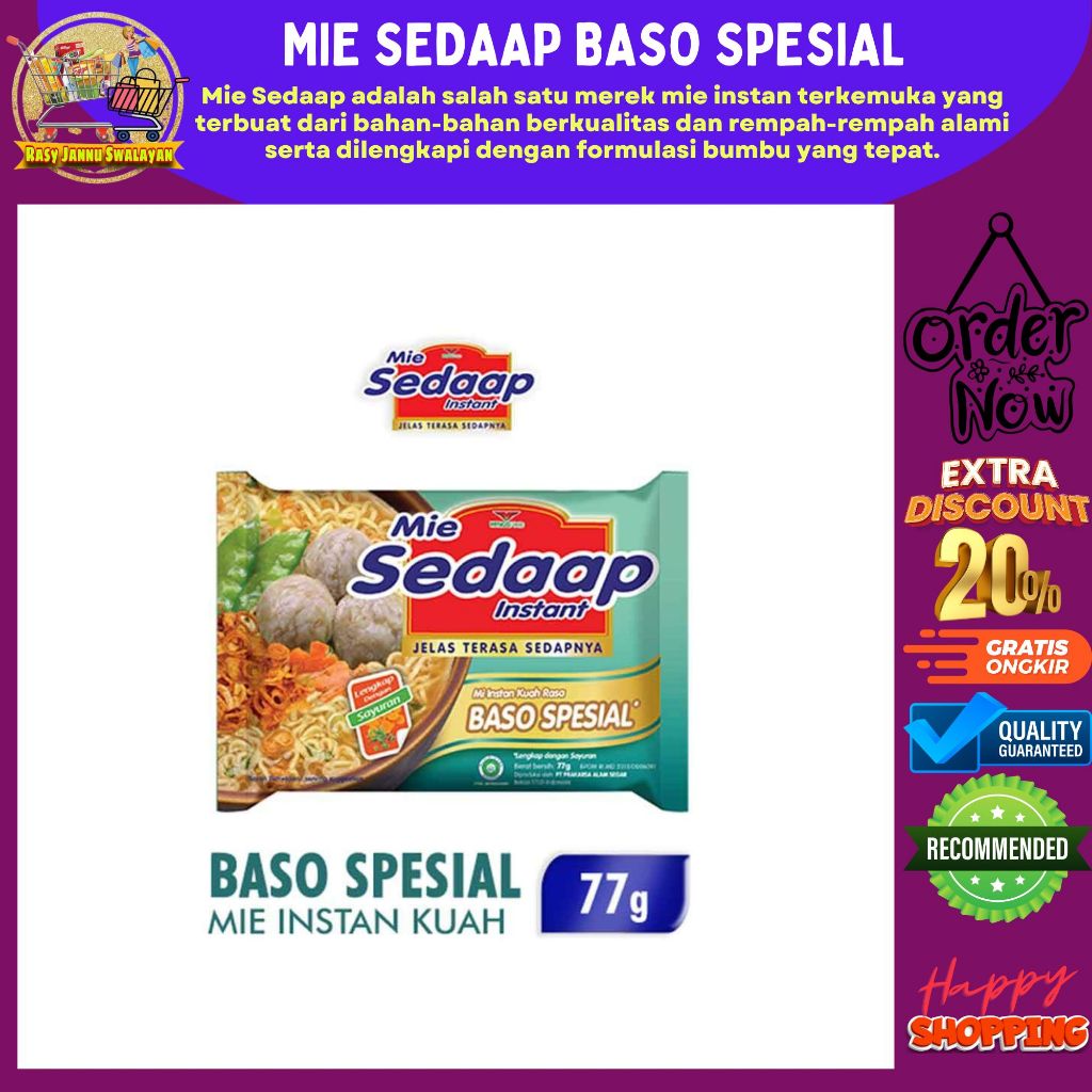 

Sedaap Mi Instan Bag Bakso Spesial 77gr
