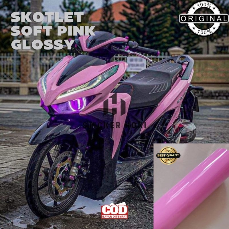 SKOTLET STIKER MOTOR PINK MUDA GLOSY SCOTLITE PINK GLOSSY SKOTLET WARNA PINK SKOTLET MOTOR PINK SKOT