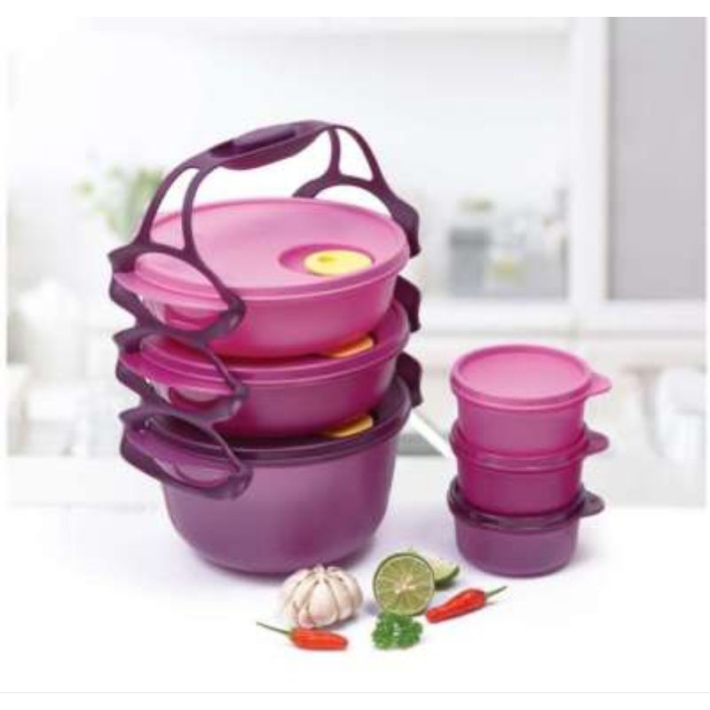 Rantang Tupperware carry All Bwol ungu 3 susun