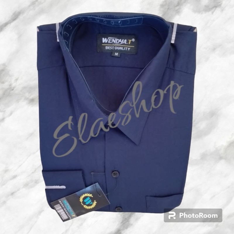 KEMEJA PRIA WENDYAT FORMAL REGULER BIRU DONGKER/BIRU NAVY/BIRU DONGKER/KEMEJA POLOS LENGAN PANJANG/K