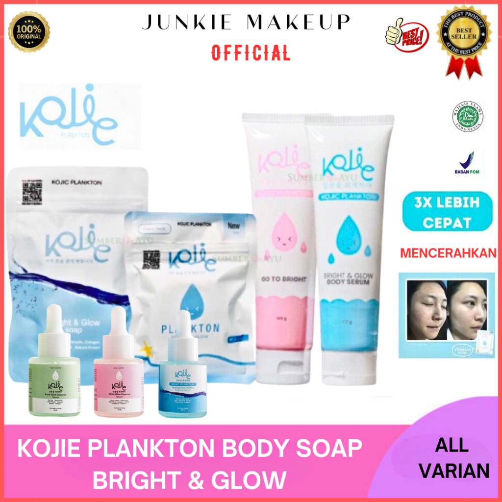 𝗝𝗨𝗡𝗞𝗜𝗘 𝗠𝗔𝗞𝗘𝗨𝗣 - Kojic Plankton / Sabun Kojic Plankton / Body Serum Kojic / KOJIC PLANKTON BRIGHT & G