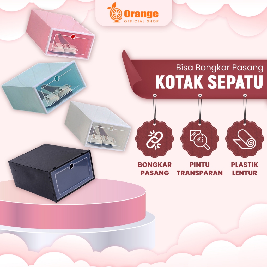 box Kotak Sepatu Tempat Sepatu Transparan Susun Model Laci Plastik Multifungsi