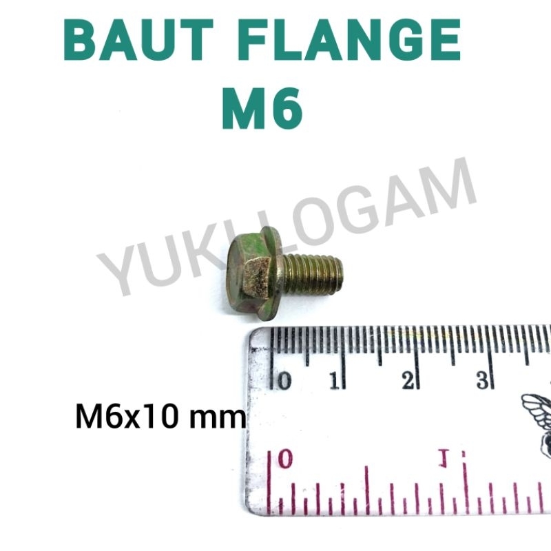 Baut Flange M6x10 baut kunci 10 kuning flange bolts