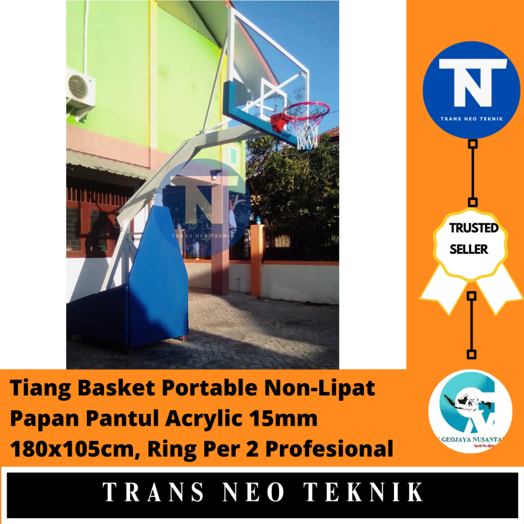 Tiang Basket Tanam 105 Ring Per 2+Cakar Ayam dan Papan Pantul Akrilik 15mm 1050x1800mm
