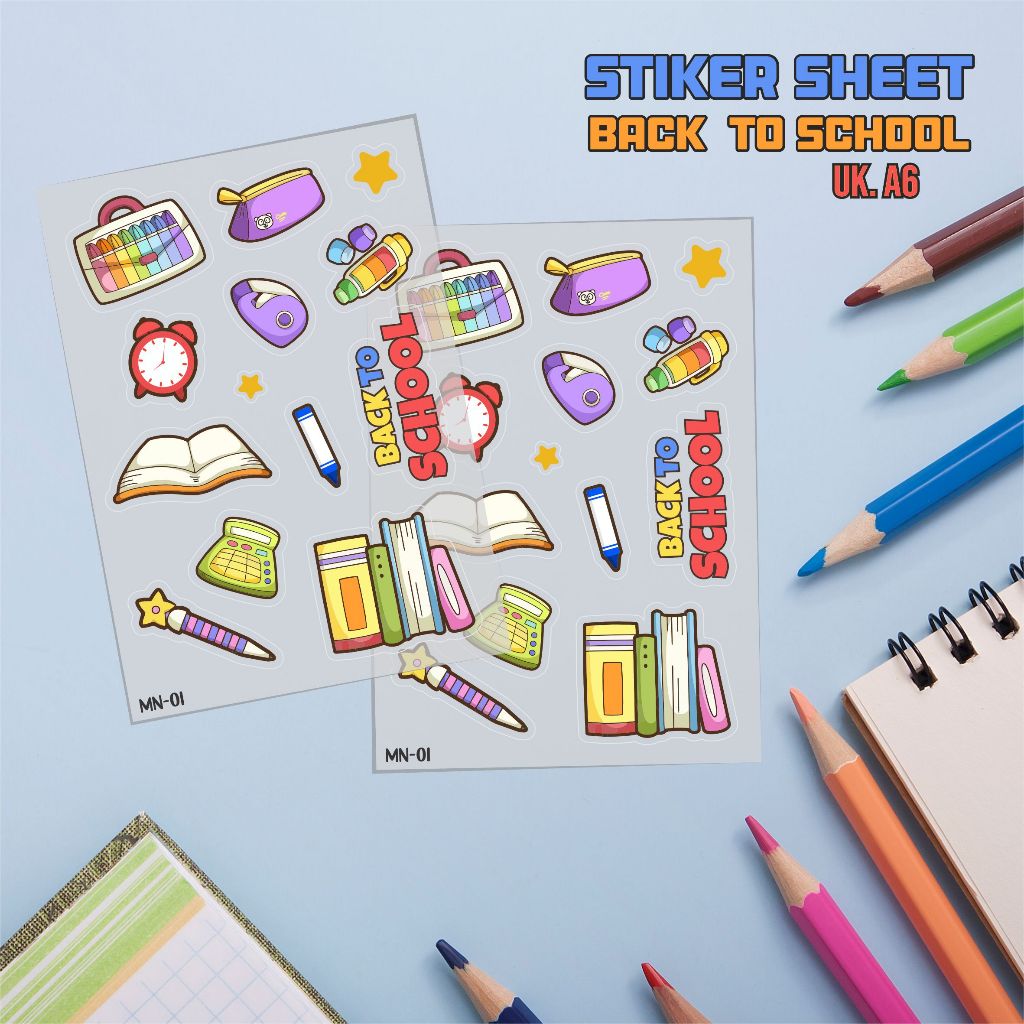 

BACK TO SCHOOL Stiker Transparan A6 Sticker Waterproof Stiker Buku MN01