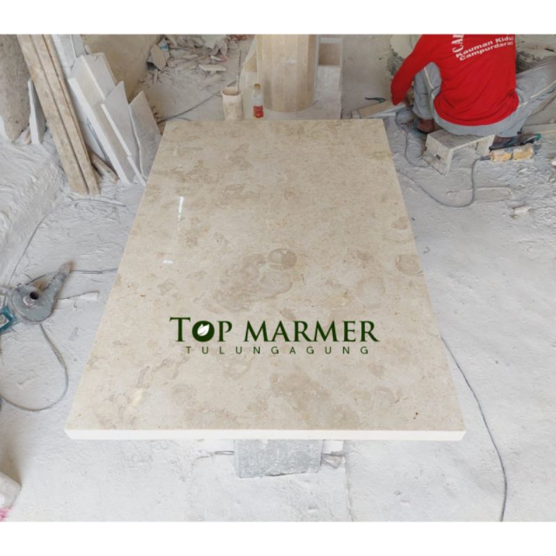 Daun meja marmer kotak minimalis batu marmer putih