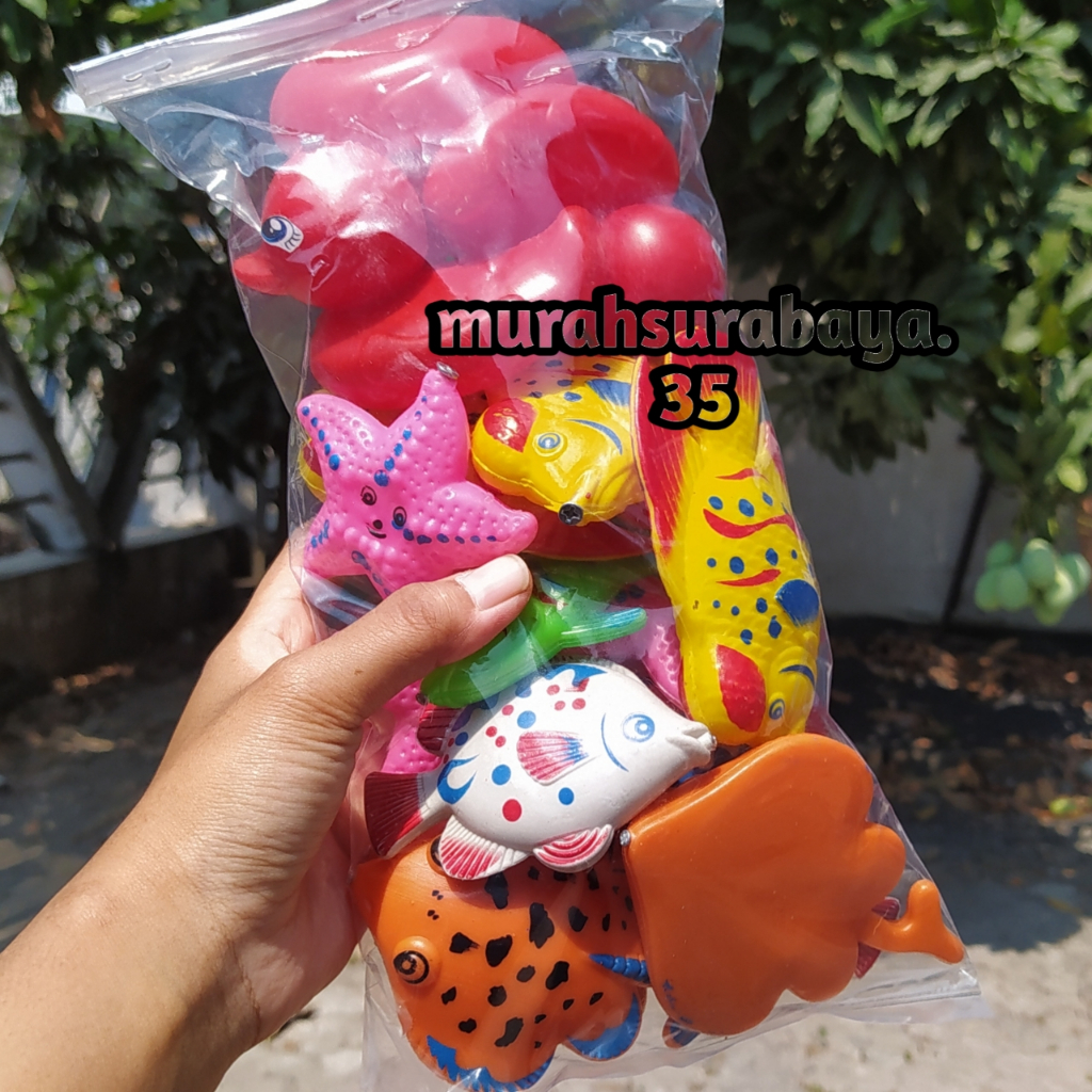 Mainan Ikan Plastik Pancingan Magnet B545 | Ikan Plastik Pancingan Magnet Edukasi Anak Anak Bermain 