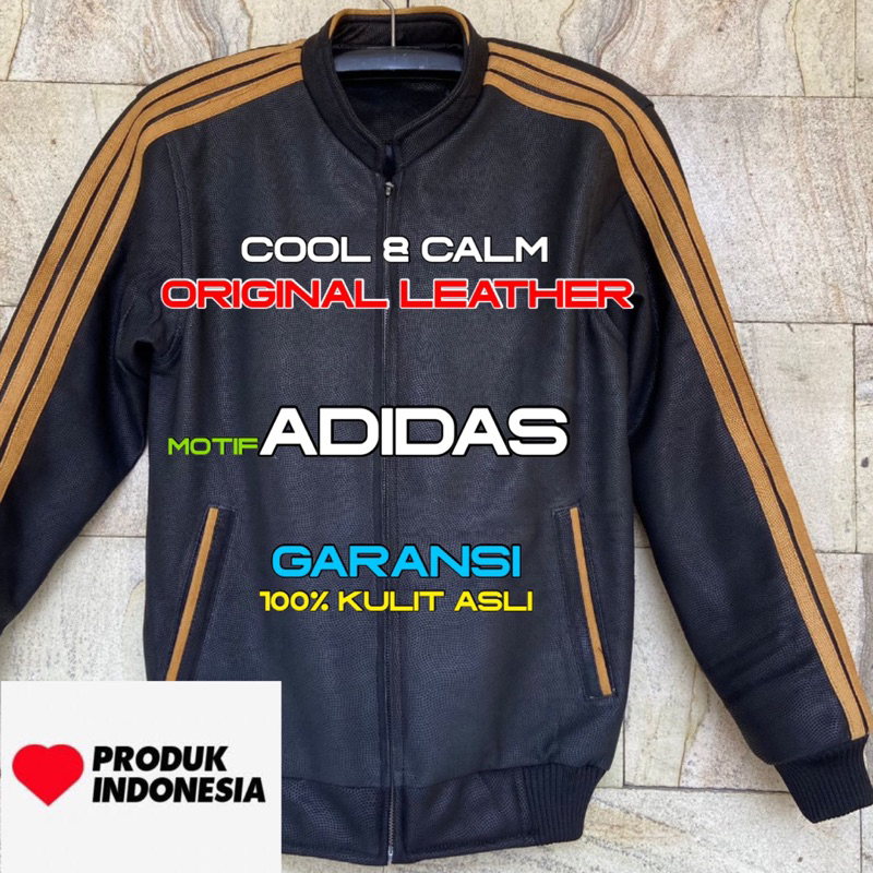 JAKET KULIT PRIA ASLI TREN 2024 motif ADIDAS LOOK LIKE MODEL TERBARU