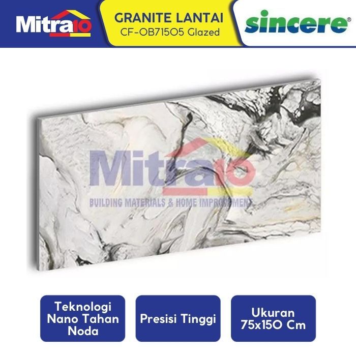 Granit Lantai Sincere CF-OB71505 75x150cm Putih Hitam Glazed