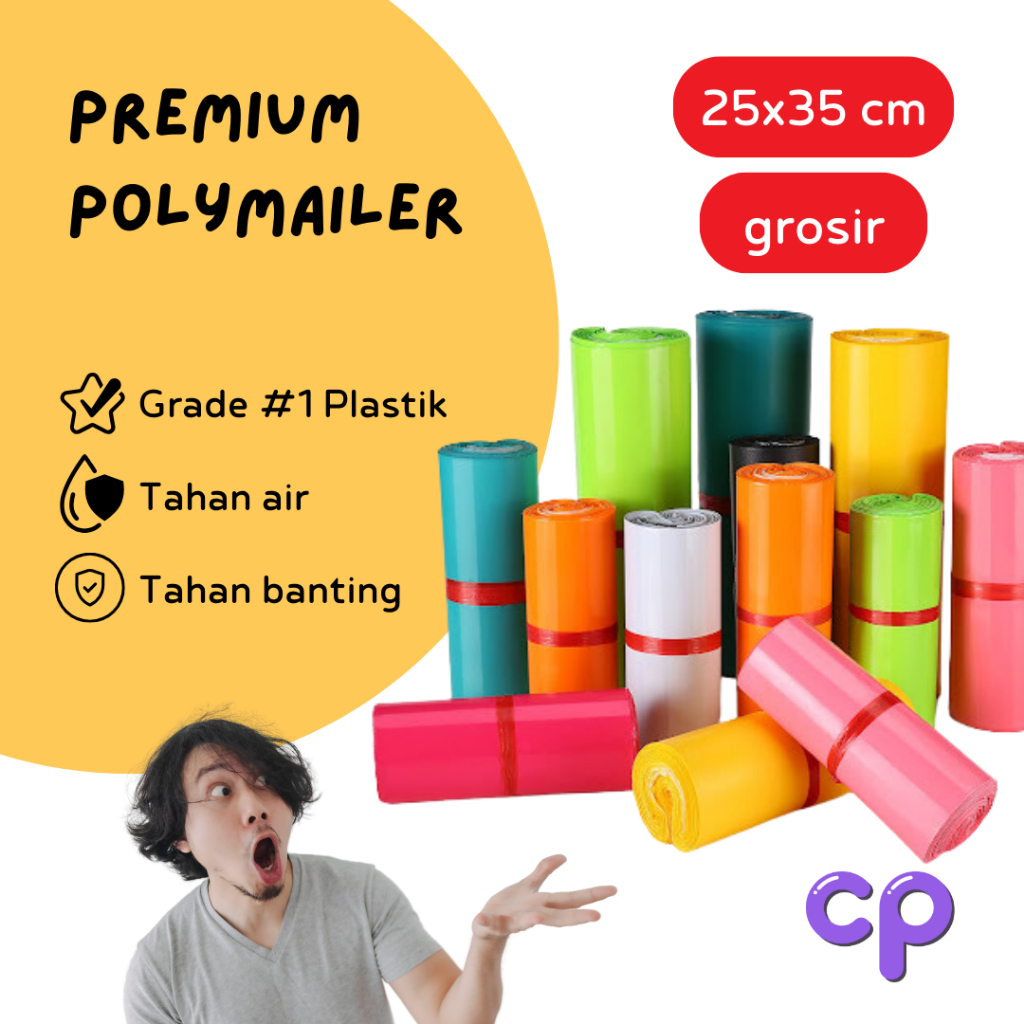 

50 pcs Plastik Packing Baju 25x35CM / Polymailer Olshop LDPE Glossy Isi 50 Pcs Lem Perekat Termurah Grosir