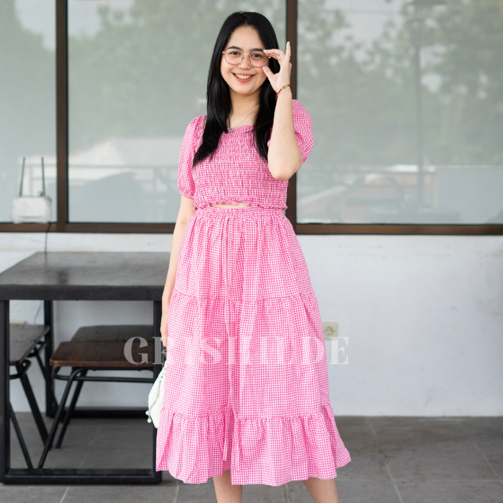 STL JOVITA Dress Sabrina Korean Style Jumbo Wanita Dres Big Size Gaun Casual A Line Lengan Panjang O