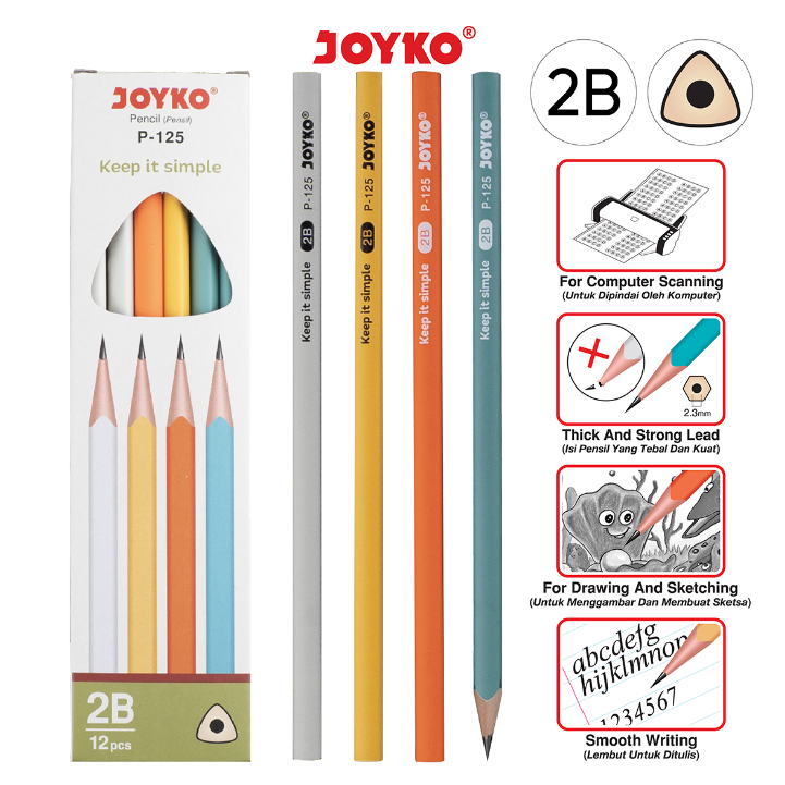

Pensil 2B Joyko P125 Pastel (12pc)