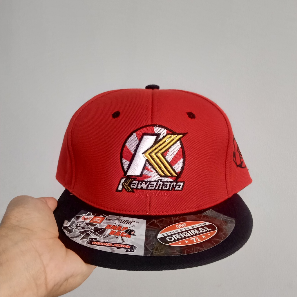 TOPI KAWAHARA / TOPI MERAH / TOPI RACING / TOPI SNAPBACK KEREN / TOPI BENGKEL