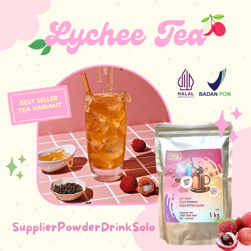 

Lychee Tea Powder Drink / Bubuk Minuman rasa teh buah Leci kemasan 250 gr