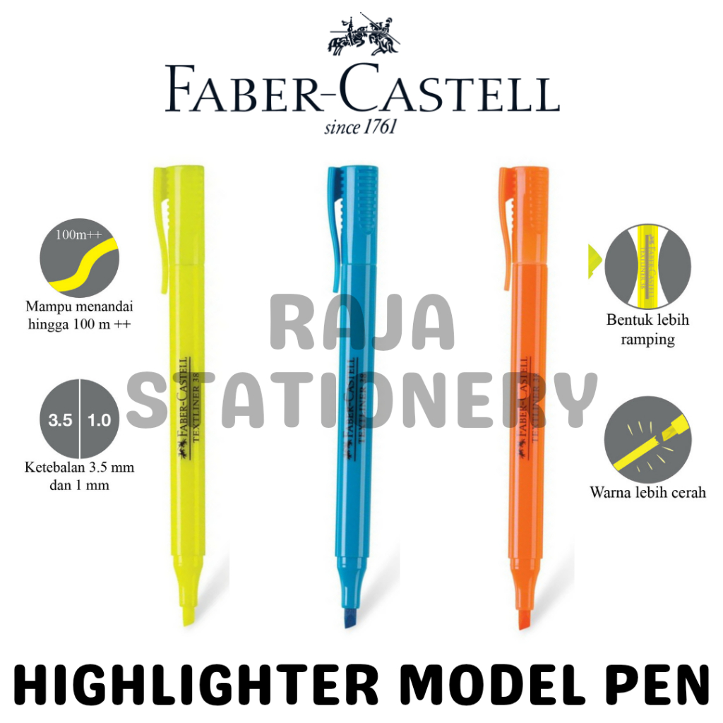 

Faber Castell Textliner NEON Pen / Penanda NEON Model Pen Faber 38
